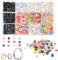 1400pcs Alphabet Perlen Kit, 4*7mm A-Z Buchstabenperlen und Bunte Smiley Herz, Armbänder Selber Machen, Buchstaben Perlen zum Auffädeln und für Halsketten Schmuck DIY Crafts, Geschenk für Mädchen(7mm)