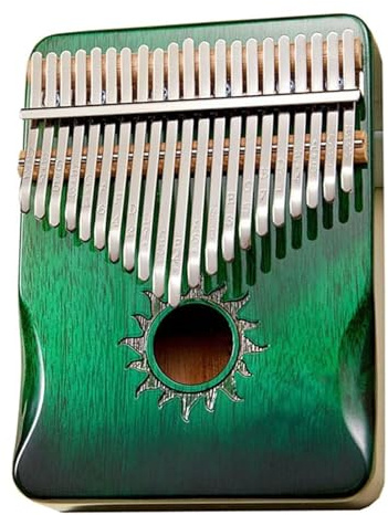 Kalimba Daumenklavier Grün mit 21 Tasten - Professionelles Perkussionsinstrument für Anfänger mit Zubehör