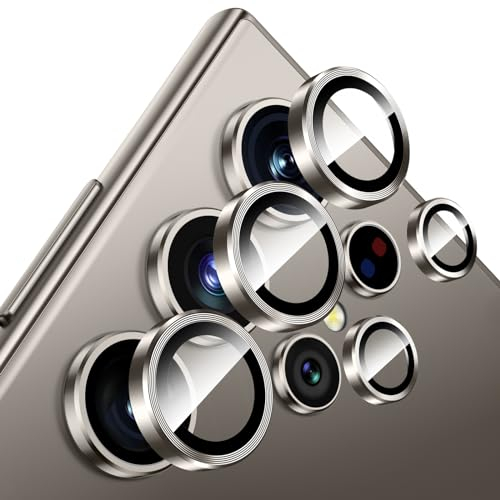 Fewdew for Samsung Galaxy S24 Ultra Camera Lens Protector, 9H Tempered Glass [Ultra HD][Anti Scrach][Case Friendly] Metal Individual Ring Camera Screen Protector Cover for S24 Ultra 5G 2024,Grey
