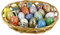Ajuny 18 Stück Holzdekorationen Ostereier Pappmaché hängende Ornamente im Korb, für Kinder, Schule, Büro, Party, beste Geschenkidee, Set mit 18 Stück