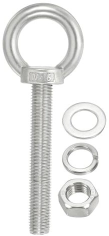 PATIKIL Boulon d'Ancrage à Œil M16 x 120mm, en Acier Inoxydable 304, avec Écrous et Rondelles pour Suspendre des Hamacs et autres Articles