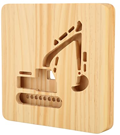 Fyearfly 3D Holz Nachtlicht Holz 3D Bagger Lampe USB Anschluss Warmes Stabiles Nachtlicht für Schlafzimmer Büro Café