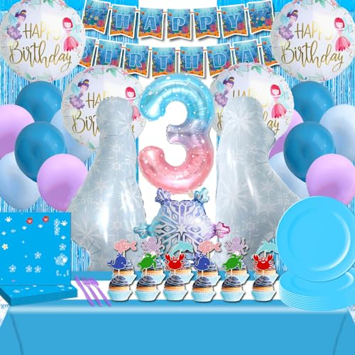 HTTMTTS Els Geburtstagsparty Deko 3 Jahre, Eiskönigin Geburtstagsdeko 3 Jahre Mädchen, Hübsch Snowman Els luftballon Set, Froze Party Deko 3 Jahre, Anna und Els Geburtstagsdeko (Els Deko Geburtstag 3)
