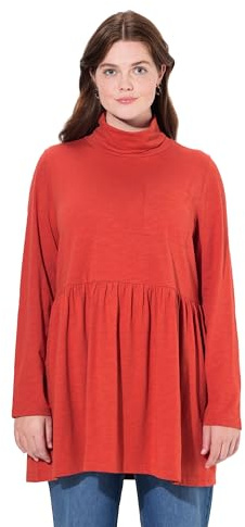Ulla Popken Damen große Größen Übergrößen Plus Size Longshirt, Rollkragen, A-Linie, Langarm, Biobaumwolle 832845