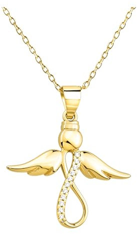 Sofia Milani - Collar para Mujeres en Plata de Ley 925 - Chapado en Oro y con Circonita - Colgante de Ángel - N0769