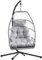 Home Republic Foldable Hanging Egg Chair with Stand – Rattan Swing Chair with Waterproof Cushion – Indoor/Outdoor Garden Patio Use Hammock Pod (Miami Charcoal, One Seater)