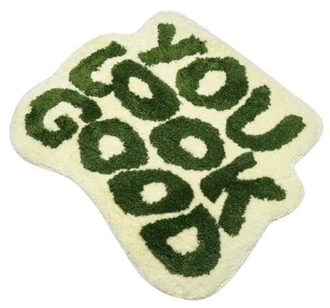YOOCHUENG Badematte You Look Good Badezimmerteppich Waschbar rutschfest | 54x64 cm,Maschinenwaschbar,Weich & Flauschig,Lustig Grün Badteppich,Mittlerer Stapel Badvorleger für Badewanne Dusche Zimmer