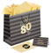 Sumerk 1 Stück 13 Geschenktüte 80 Geburtstag Mann 80th Birthday Gift Bag with Tissue Paper Birthday Greeting Cards Stickers Paper Gift Bags for Women Men Girls