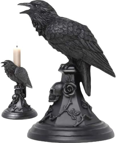 Lpitoy Portavelas Gótico, Estatuilla De Cuervo Gótico, Portavelas, Decoración Gótica del Hogar, Decoración De Velas De Halloween
