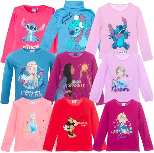 Characters Cartoons - Bambina - Maglia Maglietta T-Shirt a Maniche Lunghe 100% Cotone Personaggi Cartoni Animati [1328 Viola - 3 Anni]