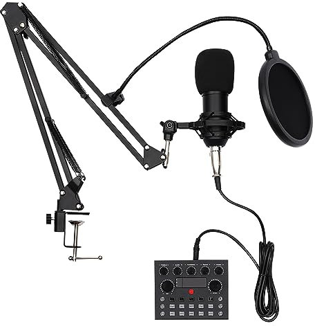 Vielrosse USB-Kondensatormikrofon Set, BM-800 Verstellbarer Mikrofon-Kit Professionelles PC mit Live-Soundkarte für Podcasting Aufnahme