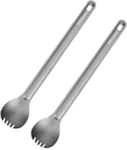 2pcs Ti Long Handle Spork Cutlery for Camping Backpacking Picnic