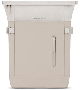 Kapten & Son Rucksack Aarhus Oyster 14 L | Rucksack Damen & Herren Beige | Rolltop mit 14 Laptopfach | Backpack ideal für Reisen, City, Uni, Arbeit | wasserabweisend