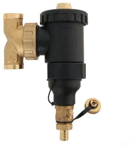 Magnetic Boiler Filter for Central Heating - 12000 Gauss Magnet, DN20 Threaded Connection, Plastic Engineering Brass, Black