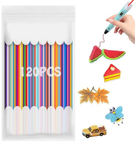 120 Stück 3D Doodler Stift Nachfüllpacks 3D Stift Filament 3D Stift Nachfüllset Druckstift Filament-Nachfüllungen für 3D-Stifte für 3D-Stifte Buntes Filament Plastik 3D-Druckkabel Plastik