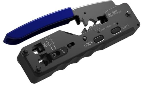 Area illumina Pinza a Crimpare RJ45 RJ11, Compatibile con Cat 7/6A/6/5E/5, Standard 8P8C/6P6C/6P4C, con Spella Cavi