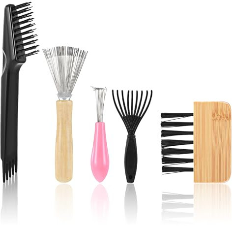 Oruola 5pcs Hairbrush Cleaner Tool, 5 Different Specifications of Hair Brush Cleaner Tool,Comb Cleaning for Removing Hair Dust Home Salon Use,Hairstylist Essentials (5 Style)