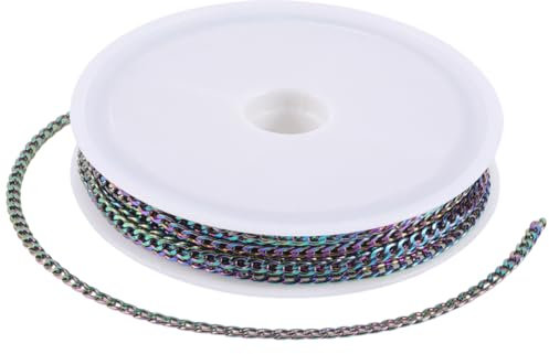 SUNNYCLUE 16.4 Fuß/5 m 3mm Panzerketten Aus Edelstahl Regenbogenfarbene Kette Metall Drehkabel Verlängerungsrolle Mit Kunststoffspule Für Die Schmuckherstellung Halsketten Armbänder DIY Bastelzubehör