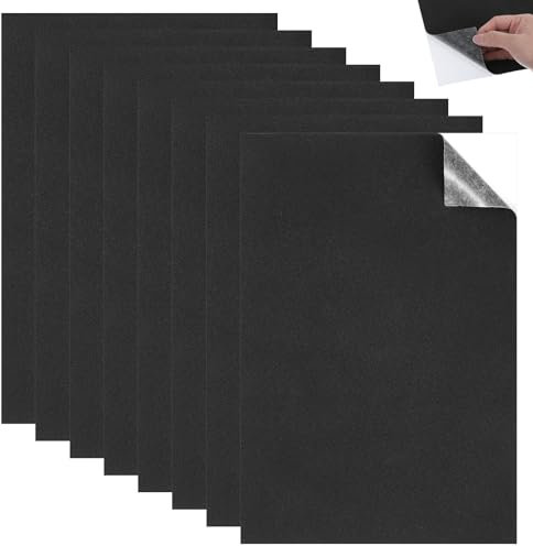 Nogeqi 8 Stück Schwarz Moosgummi Selbstklebend Platten, (250mm * 200mm * 1mm) Eva Foam Sticker, Eva Schaumstoff Selbstklebend Schaumstoffplatte Rutschfeste für Möbel, Schmuckkästchen, Bastelarbeiten