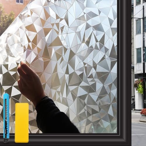 Zindoo Fensterfolie Blickdicht Sichtschutzfolie 90 x 120 cm 2er Set Ohne Kleber Dekorfolie Gute Privatsphäre Schutz für Badezimmer, Duschkabine Sowie Türen, Umkleide