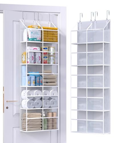 ALLTIDYUP Organizer da Porta Appendibile – 5 Ripiani con 10 Tasche, Salvaspazio, Ideale per Bagno, Armadio e Cameretta – Bianco