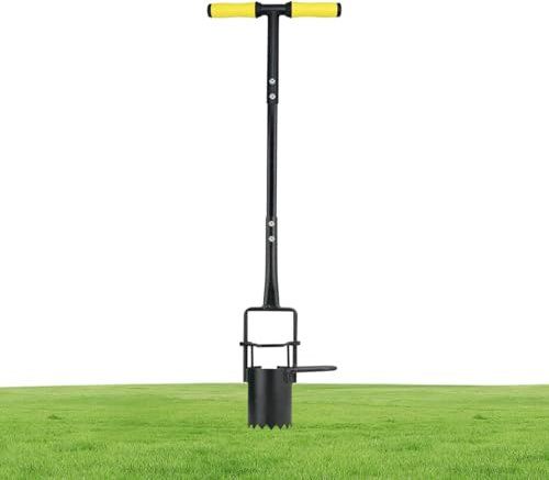 Bulb Planter Tool Long Handle, Bulb Transplanter Lawn Flower Planting Tool, Turf Cutter and Grass Plugger Tool with Pedal, S-harp Serration Garden M-ultitool for Soil Sampler
