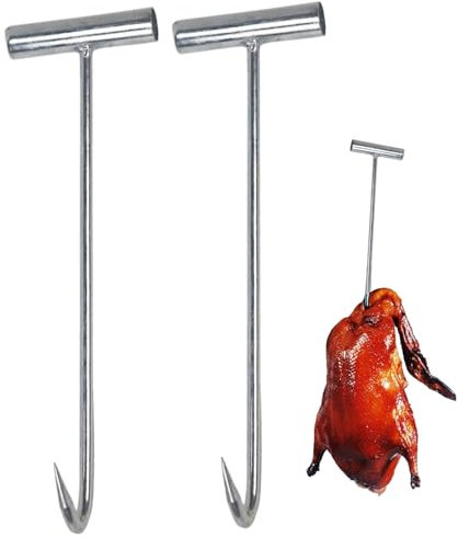Qvhgnxcm Gancio di Carne, 2 Pezzi da 12 Pollici addensano Ganci di Carne, Gancio Robusto con Manico Ampio, Ganci di Carne appesa per macelleria e Ganci zincati per Cucina, macelle