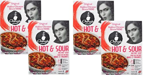 Chings Soup Hot and Sour 55g (Pack of 4) – Creamy and Wholesome Sweet Corn – Crunchy Veggie Bits