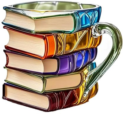 New 3D Painted Glass Book Cup, a Fun Designed for Fans, and a Cute Roller Painted, a Gift for Literature Enthusiasts and Book Lovers (New-G)