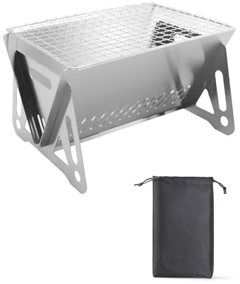 Portable Charcoal Barbecue Kettle Grill, Stainless Steel Outdoor BBQ Grill, Easy to Assemble and Clean for Travel Cooking