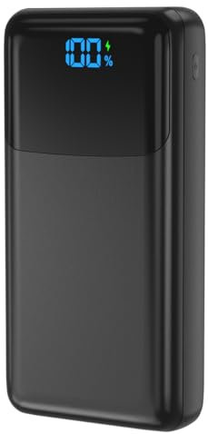 PowerBank 50.000 mAh de gran capacidad, 22,5 W, PD 30 W, carga rápida, batería externa USB C con pantalla LED, USB-C 4 salidas y 2 entradas