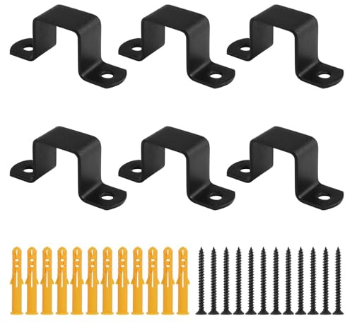 UFURMATE Quadratische Rohrhalterung, 6 Stück, schwarz, Rohrschelle aus Edelstahl, U-Form, Klemme für Wasserrohr, Pfostenzaun, Treppenzaun (2,5 cm)