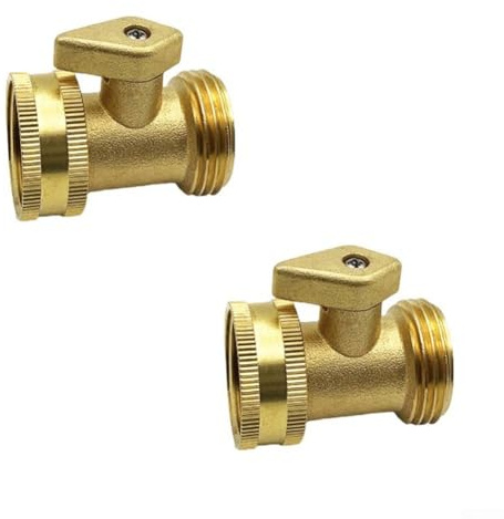 2pcs Water Hose Shut Off Valve,3/4 Inch Full Brass Garden Hose Connector