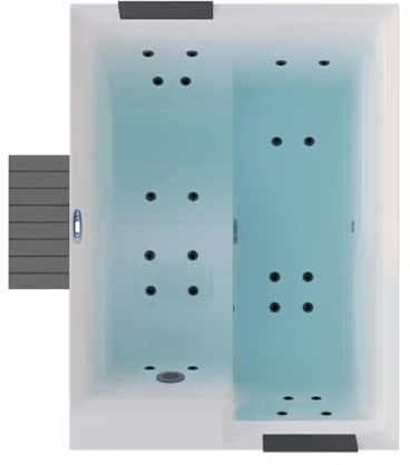 Korfu Outdoor Whirlpool, Eckiges Design, Weiß/Grau, 185kg, 190x140x70cm, Edelstahlrahmen, 220-240V, Frostschutzsystem, 800L, 24 Massagedüsen