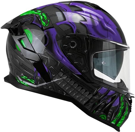 casco 363R SHOT VILLAIN Casco Integrale Moto, Nero Viola Verde Fluo, Taglia L