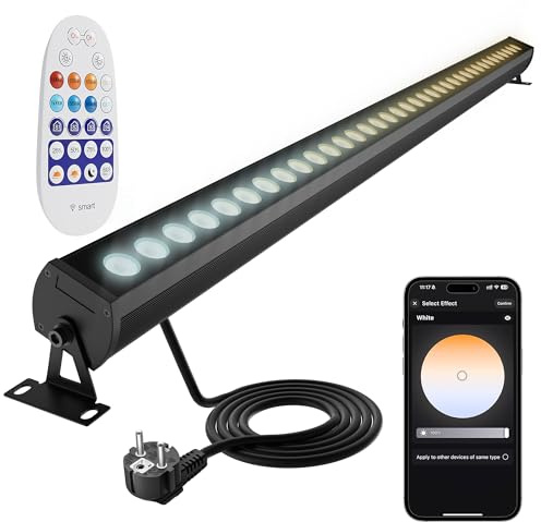 Yotivki LED Strahler Außen 72W Wall Washer, 2700K-6500K Dimmbar, IP66 | Smart WIFI APP & RF Remote, 8 Scene Modes, Music Sync, Timer, 360° Rotating Bracket, All-Aluminum, Plug & Play