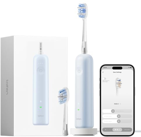 Laifen Wave Pro Electric Toothbrush, 60° WaveMotion, 66,000 VPM, Blue | 13x Plaque Removal, APP Connectivity, 70-Day Battery, Pressure Sensor, IPX8 Waterproof, 2 Pro Brush Heads, Ideal for Travel