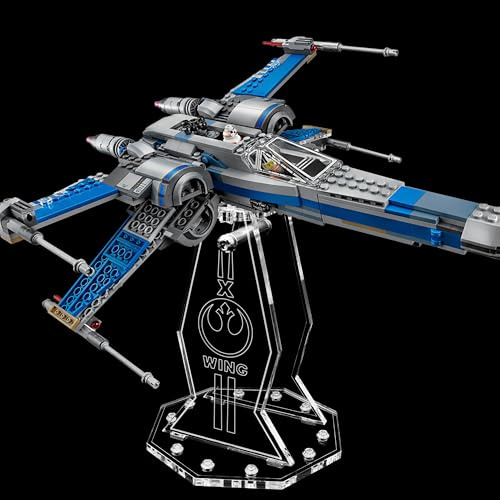 Premium Gravur Acryl Display Ständer kompatibel zu Lego 75149 Resistance X-Wing Fighter | 5mm Halterung | Hochwertiger Präsentationsständer | Schwebender Effekt | Drehbar & Neigbar | Nur Ständer