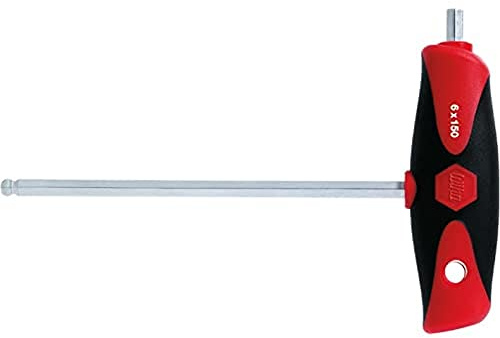 Wiha Stiftschlüssel mit Quergriff ComfortGrip Sechskant-Kugelkopf, schwenkbar für schwer zugängliche Bereiche, mit Seitenabtrieb, mattverchromt (28375) 6 x 150 mm