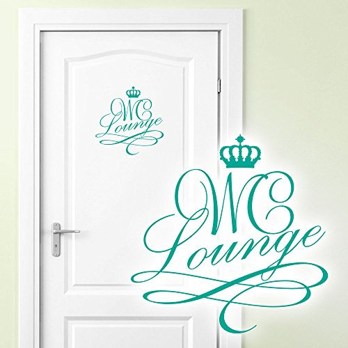 Grandora Wandtattoo Türaufkleber WC Lounge mit Krone I türkis (BxH) 14 x 14 cm I Bad Badezimmer Toilette Aufkleber Wandaufkleber Wandsticker Sticker Tür W881