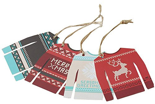 Ginger Ray Christmas Jumper Vintage Gift Tags/Labels with twine x12 - Vintage Noel