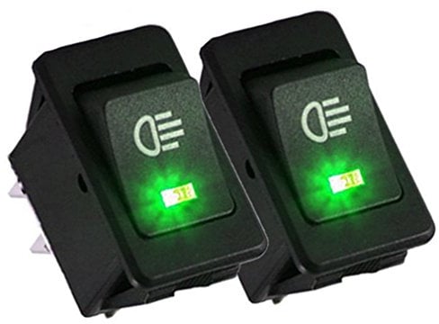 Qiorange Auto 35A 12V KFZ Schalter wasserdicht beleuchtet LED Grün 4 Polig Wechsel Switch Kippenschalter Wippschalter EIN-/Ausschalter für Nebelscheinwerfer Scheinwerfer