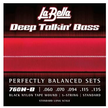 La Bella Strings »760N-B Black Nylon Bass« Corde per Basso 5-Corde - Standard Long Scale - Tensione Standard 060-135