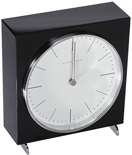 Klein & More Tischuhr Max Bill, schwarzes Holzgehäuse, L 5,5cm, B 16,4cm, H 17,4cm
