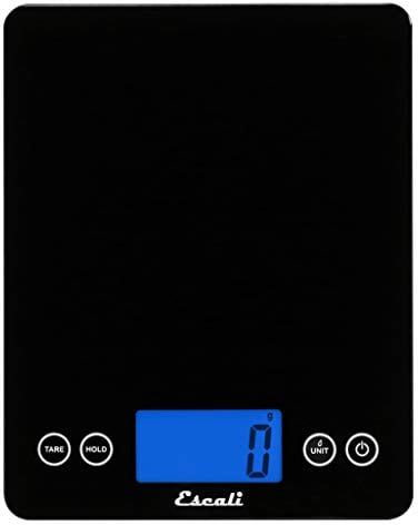 Escali 2210IB ArtiXL Extra-Large Glass Digital LCD Display Kitchen Scale, Measures Liquid and Dry Ingredients, Tare Function, 22lb Capacity, Black