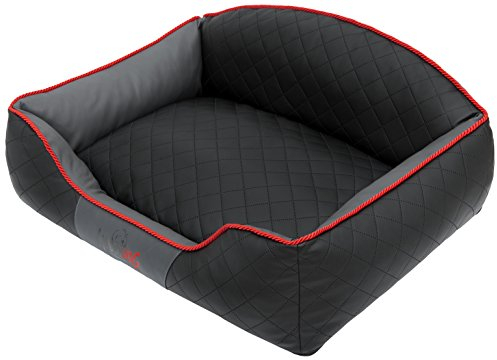 DOGGY Hobbydog LELICZG10 Hundebett/Sofa/Korb Elite mit Kunstleder, schwarz/Graphit, L 65 x 50 x 24 cm