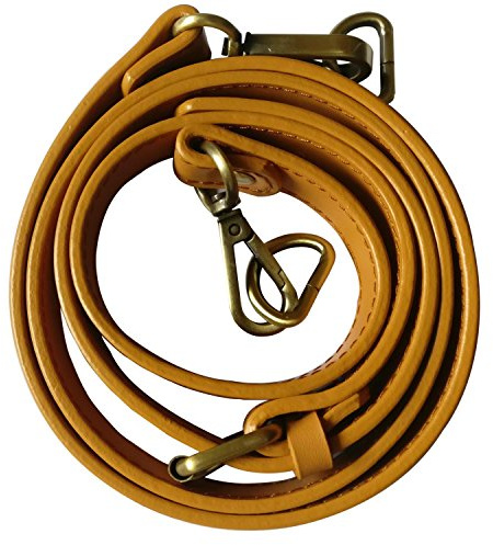 Neuleben Schulterriemen echtes Leder 120cm Schultergurt Riemen Gurt Lederriemen für Taschen Handtasche Umhängetasche (Schwefelgelb-Messing Haken)