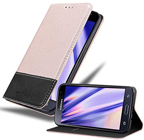 Cadorabo Hülle kompatibel mit Samsung Galaxy J3 2016 aus Premium Kunst Leder Flip Klappbare Stoßfeste Magnetische [Standfunktion] [Kartenfächern] Cover Hülle für Galaxy J3 2016 Tasche in Rosa