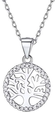 Silvora Collier pendentif arbre de vie Chaîne argent 925 femme Cadeau Saint Valentin Bijoux zircon Ras du cou Collier sautoir