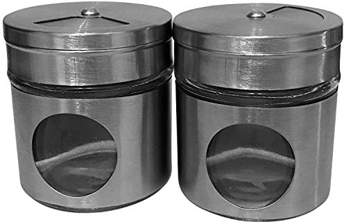 all-around24 2X Gewürzgläser Gewürzdosen Gewürzset Salz-Pfeffer Streuer Gewürzstreuer Set für Gewürzregal (02-Teilig)